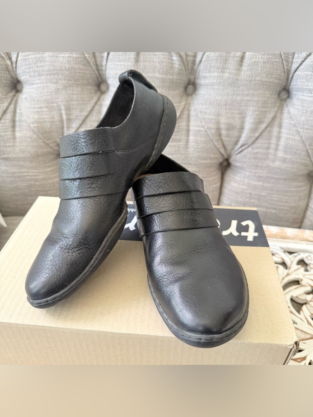 Trippen Black Leather Slip On Shoes Women’s 38 US 7.5